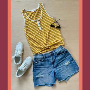 Yellow Tie-Front Tank Top